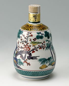 2004 SUNTRY SPECIAL BOTTLE COLLECTION 古九谷風松竹梅文瓢型瓶　九谷焼